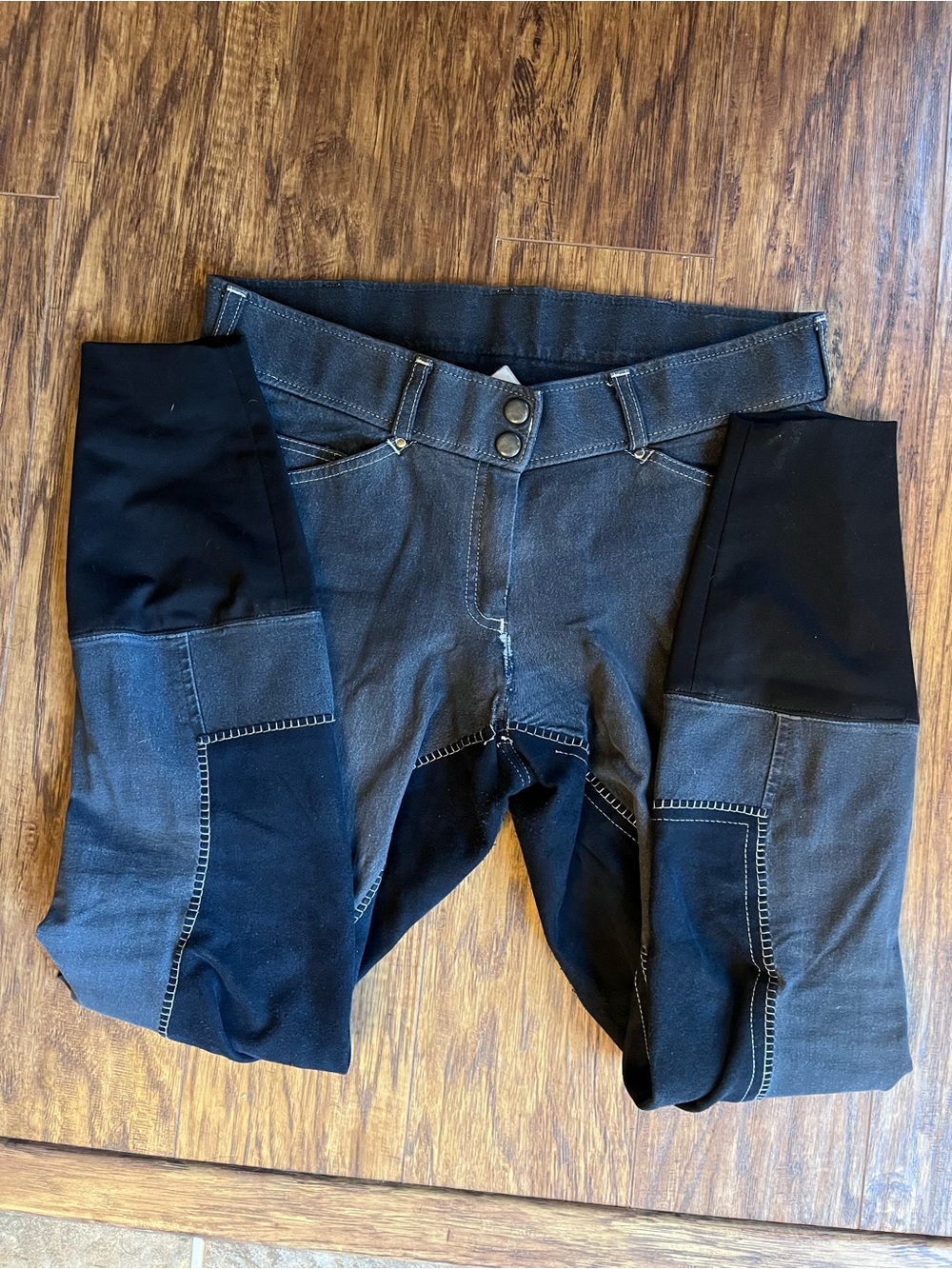 Denim riding breeches full seat suede
